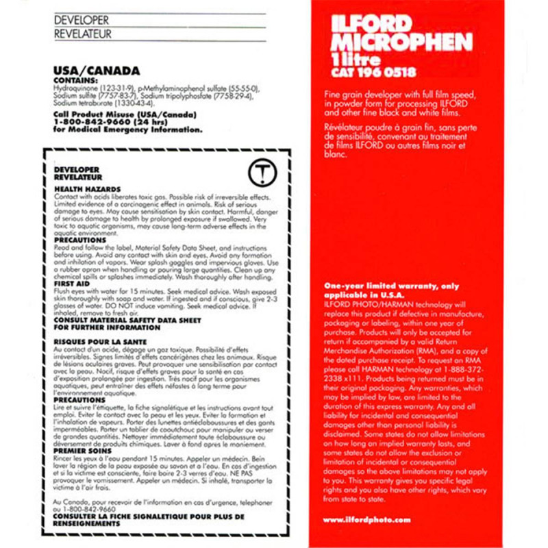 Ilford Révélateur Microphen dose pour 1L
