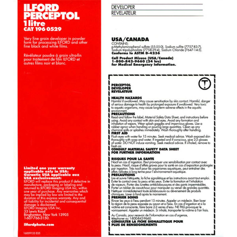 Ilford Révélateur Perceptol dose pour 1L