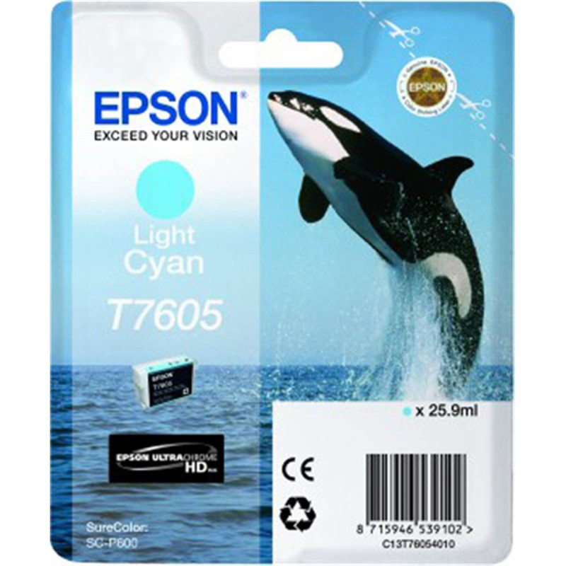 Epson Encre Cyan Clair T7605 Ultrachrome HD pour SC-P600