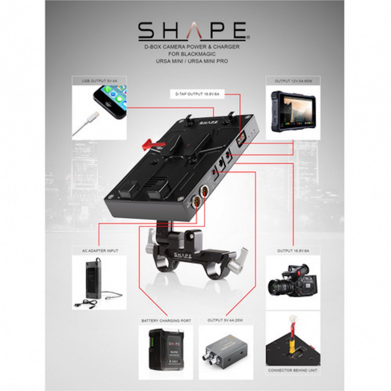 Shape Kit Batterie V-Lock 98W Platine + Chargeur pour URSA Mini / Min