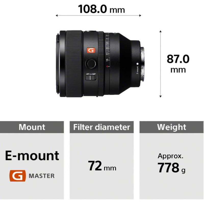 Sony Objectif FE 50mm f/1.2 GM