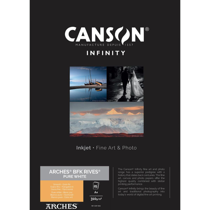 Canson Infinity Papier Arches BFK Rives Blanc Pur A4 310g / 25f