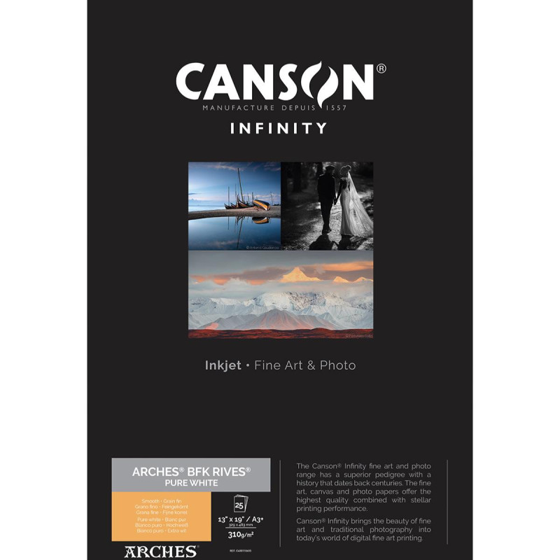 Canson Infinity Papier Arches BFK Rives Blanc Pur A3+ 310g / 25f