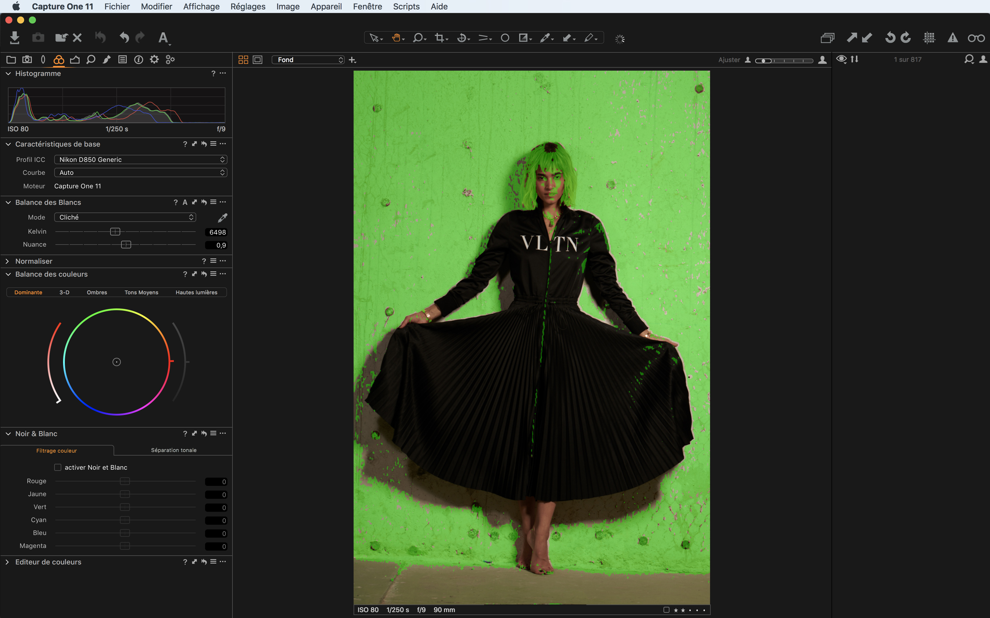 Masque de mise au point vert dans Capture One Pro